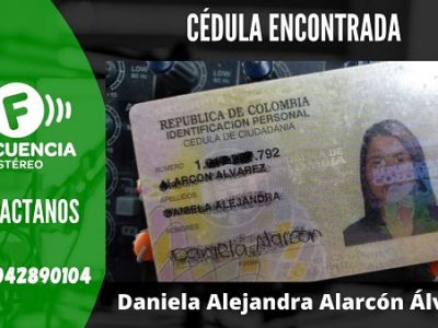 Se Encontró La Cédula De Ciudadanía De Daniela Alejandra Alarcón Álvarez