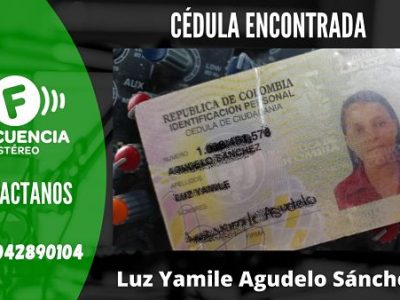 Se Encontró La Cédula De Ciudadanía De Luz Yamile Agudelo Sánchez