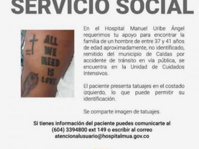 En El Hospital Manuel Uribe Ángel Se Encuentra Un Hombre Sin Identificar ¡Ayúdanos A Encontrar A Sus Familiares!
