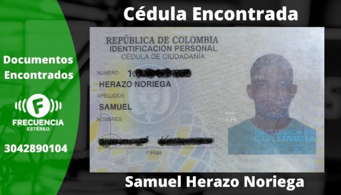 Se Encontró La Cédula De Samuel Herazo Noriega